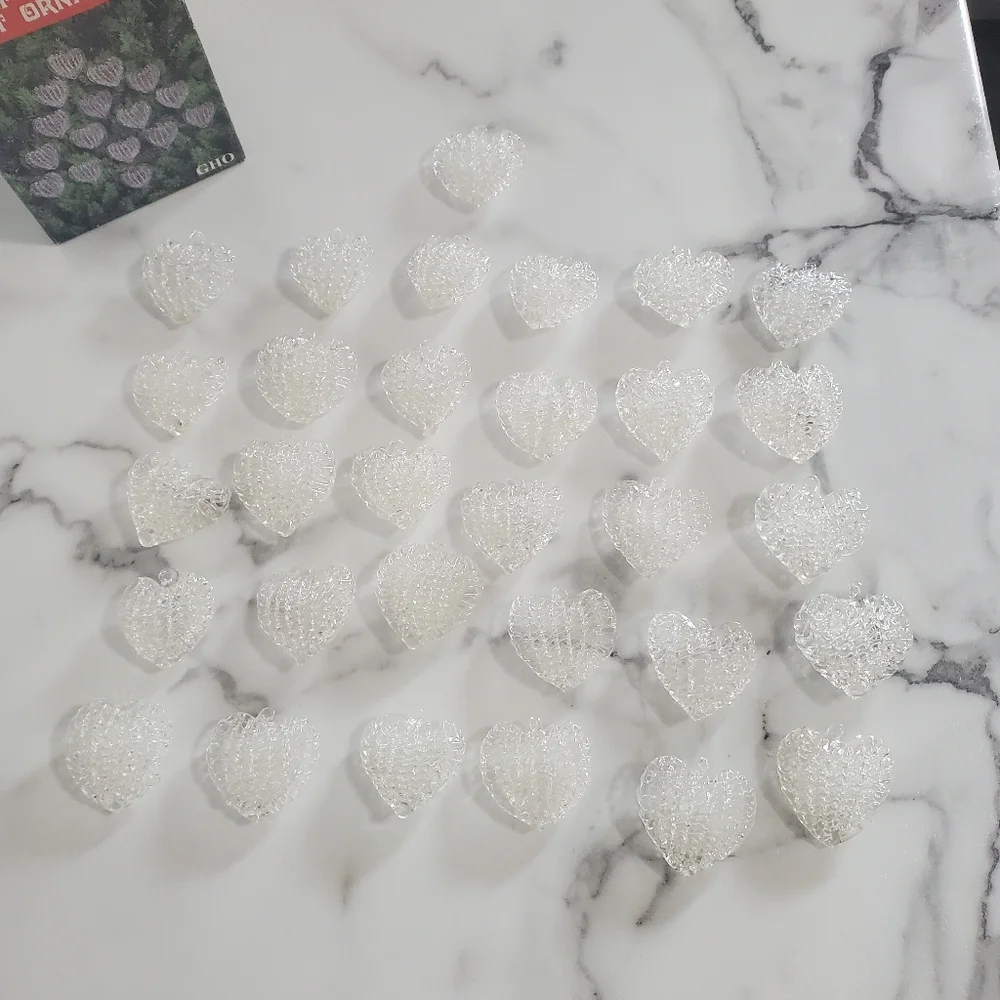 Vintage Set of 31 Spun Glass Heart Ornaments